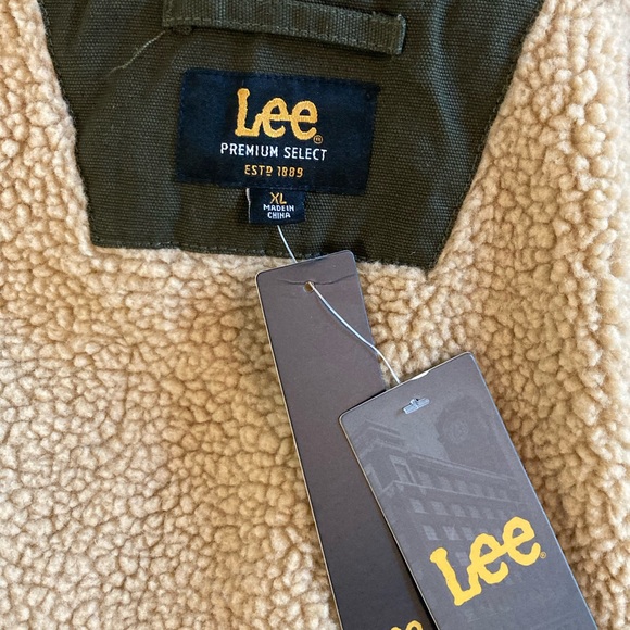 Lee Men’s Heavyweight Sherpa Lined Hooded Workwear Jacket Olive Green - Picture 5 of 10